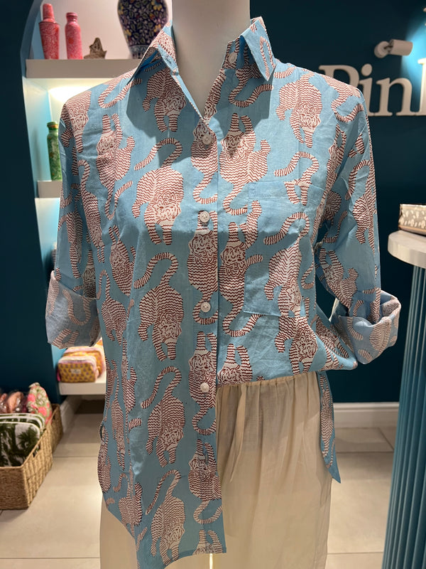 Blue Tiger Ladies Cotton Oversize Shirt