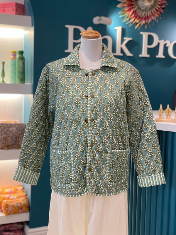 Green Quilted Collar Jacket