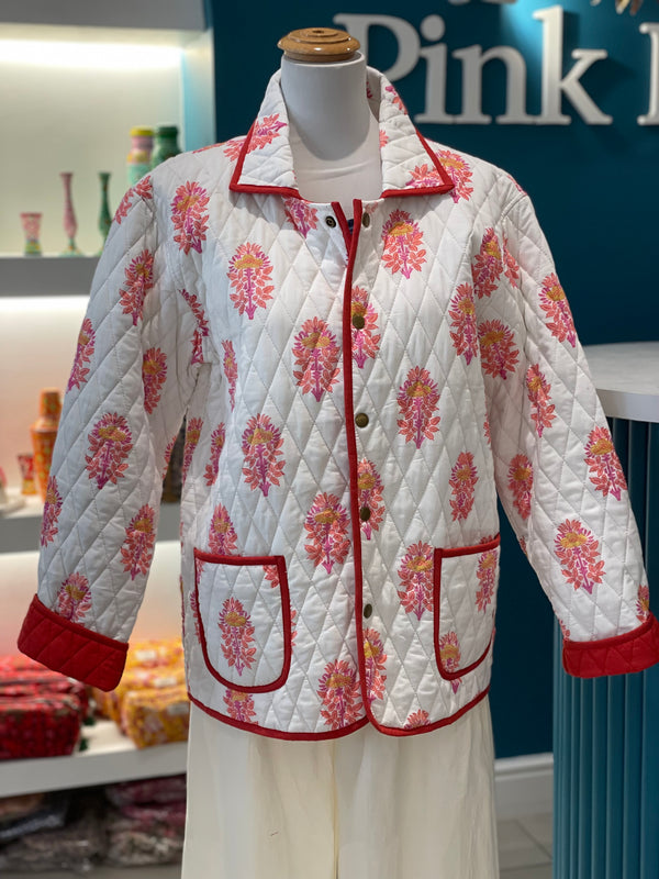 Red Quilted Collar Jacket