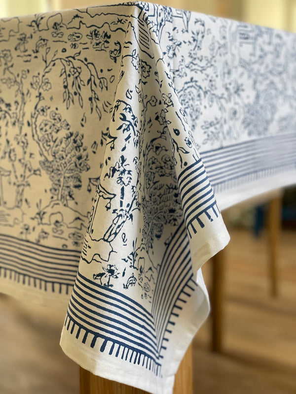 Japanese Township Blue Cotton Tablecloth