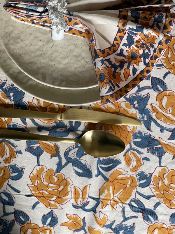 Orange Rose Cotton Tablecloth