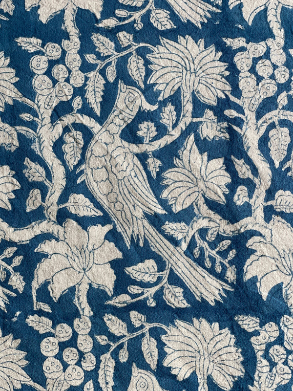 Blue Bird Floral Cotton Tablecloth