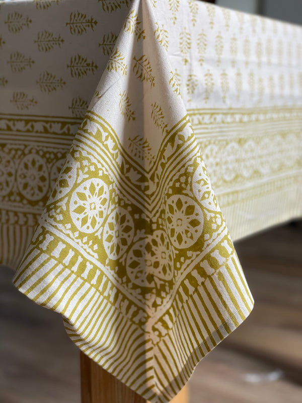Beige Motif Cotton Tablecloth