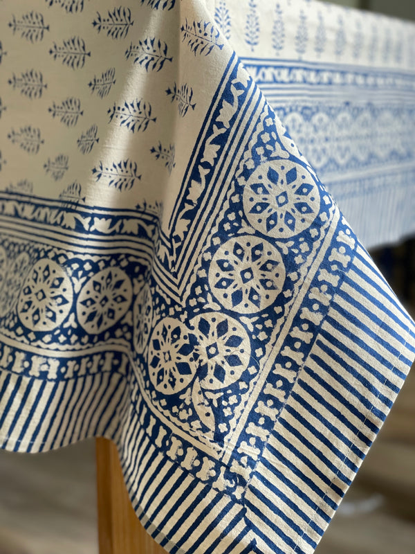 Blue Motif Cotton Tablecloth