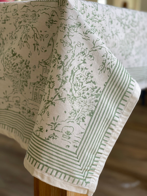 Japanese Township Sage Cotton Tablecloth